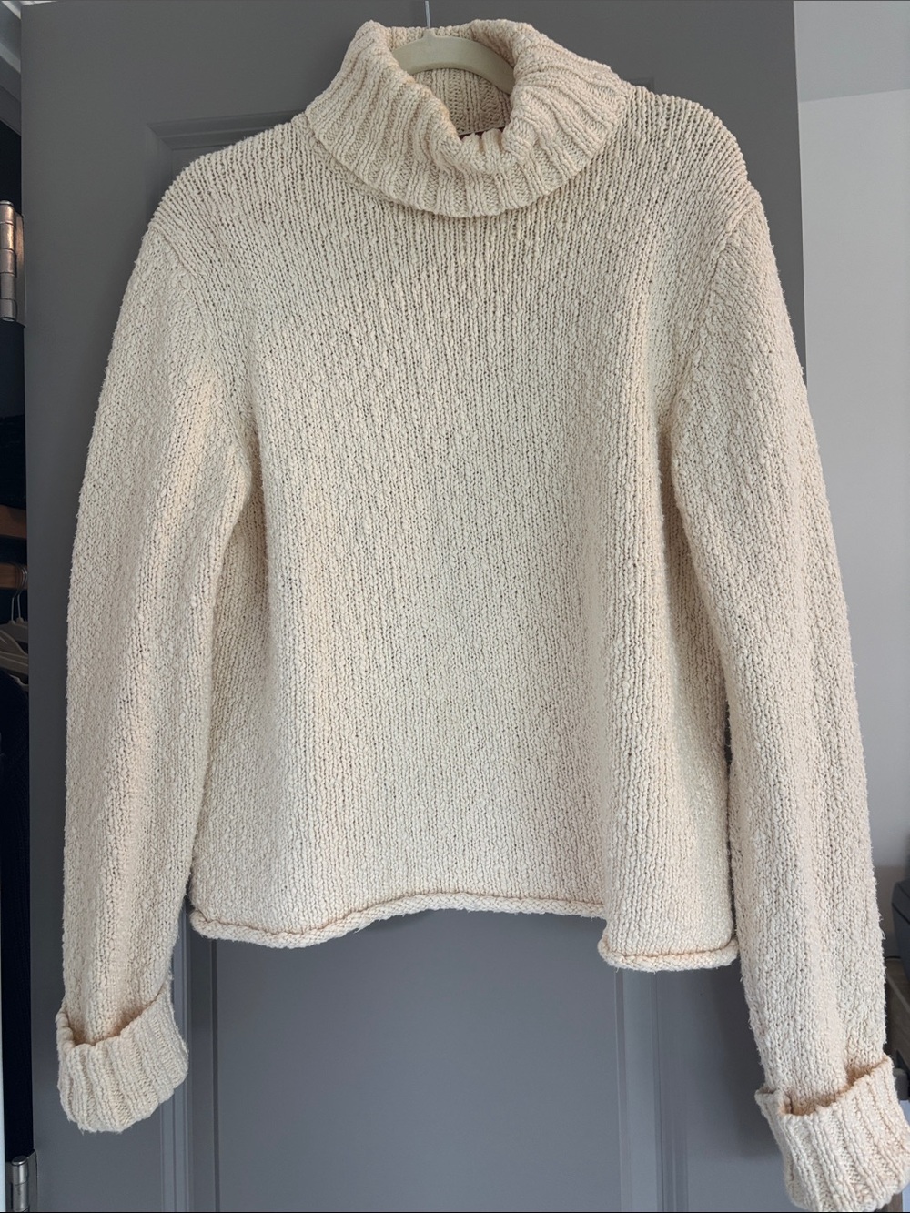 Sundance Cream Turtleneck Knit Sweater